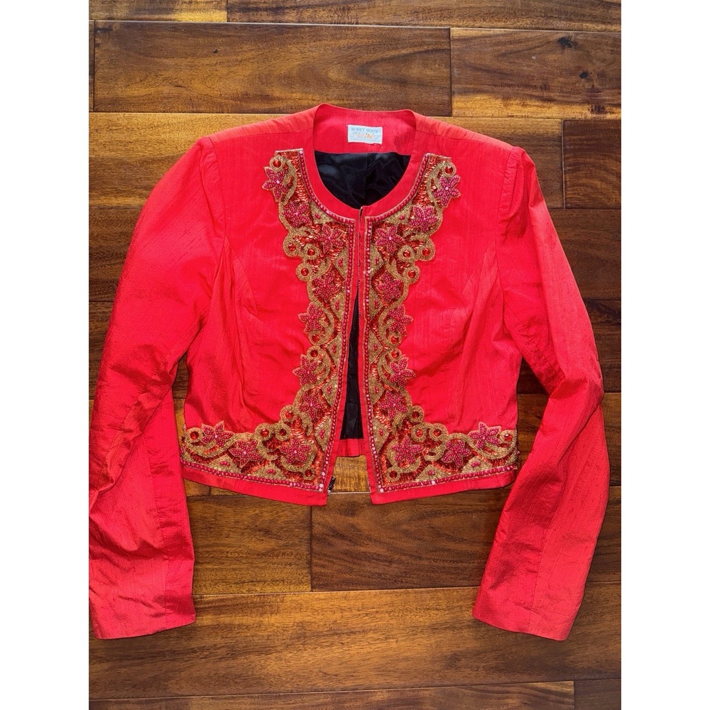 Hobby Horse Red Beaded Embellished Cropped Bolero‎ Women's Small - Picture 2 of 8